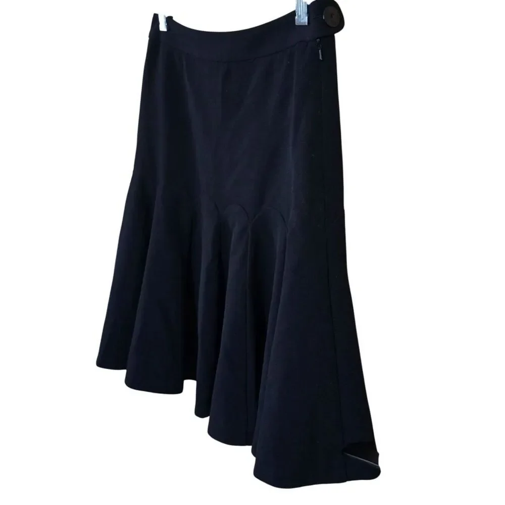 Black Flared Ruffle Skirt Womens goth whimsygoth officewear chic upscale